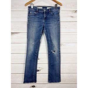 Pilcro and the Letterpress Jeans Women 28 Parallel Distressed Straight Stretch